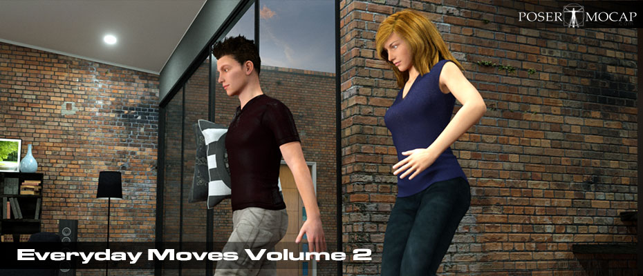 Everyday Moves Volume 2 - Everyday Animations and Aniblocks for Genesis 2 and 3